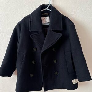 ZARA NAVY BOYS CLASSIC PEA COAT SIZE 6-7